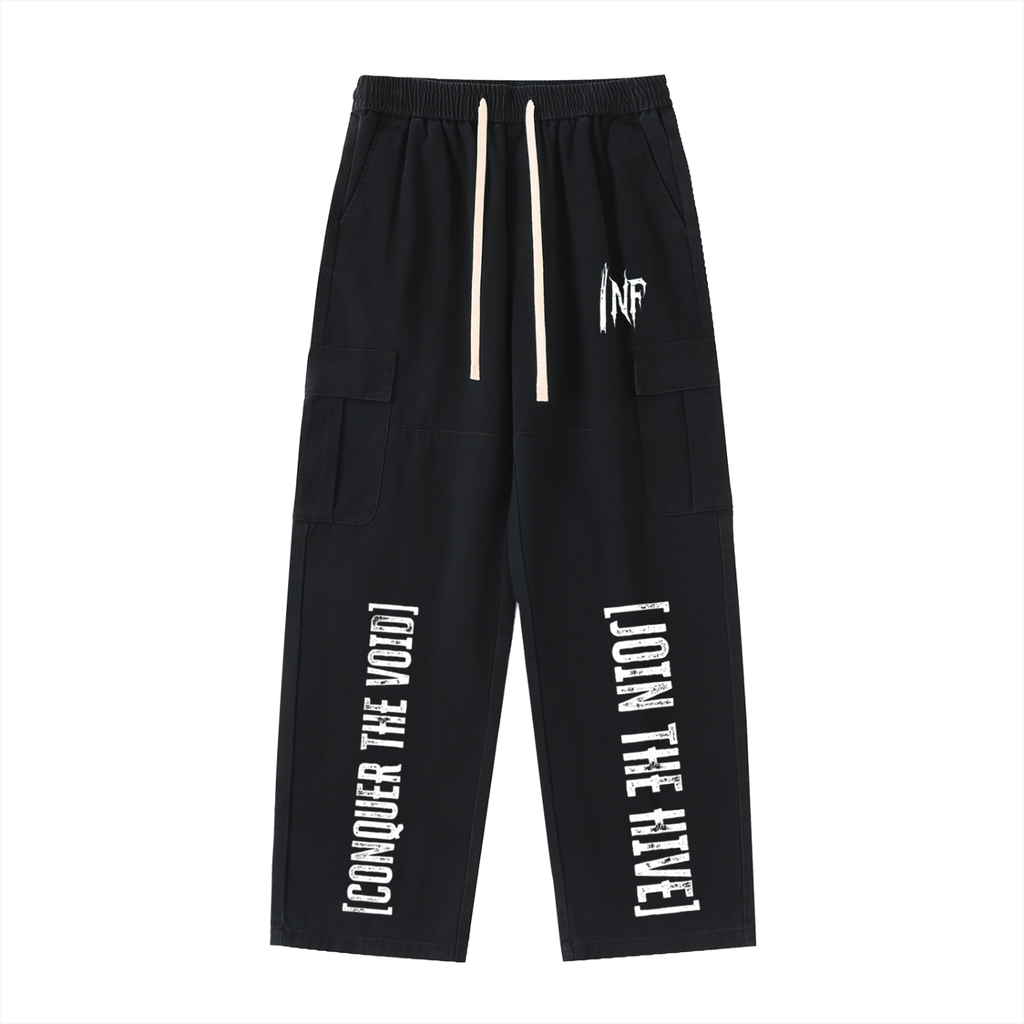 Drawstring Waist Straight-Leg Cargo Pants