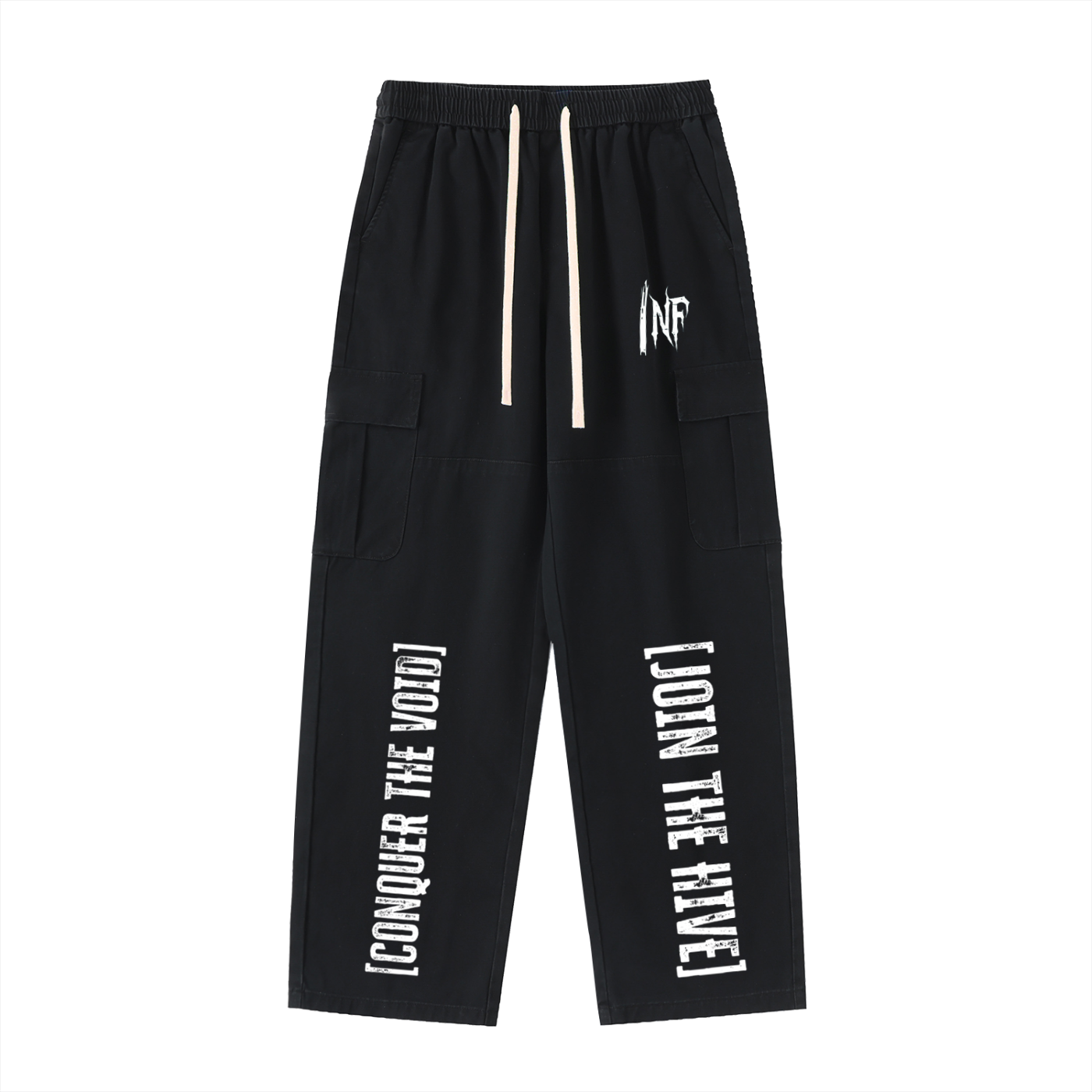 Drawstring Waist Straight-Leg Cargo Pants