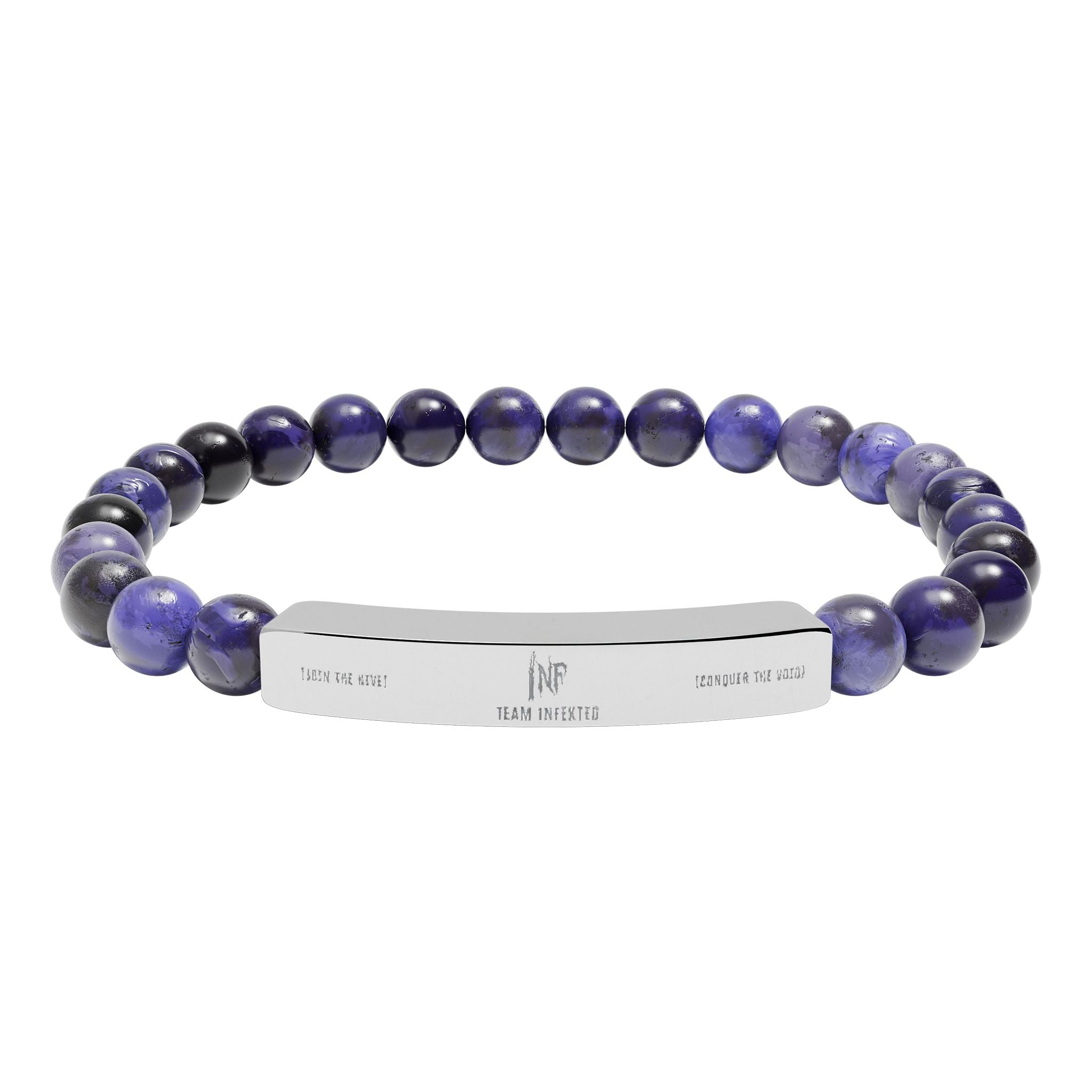 Team 1NFEKTED Natural Stone Bead Stretch Bar Bracelet