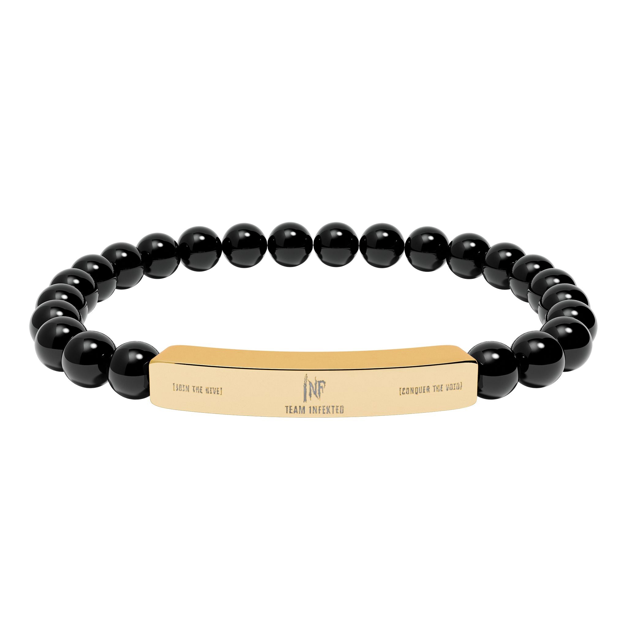 Team 1NFEKTED Natural Stone Bead Stretch Bar Bracelet