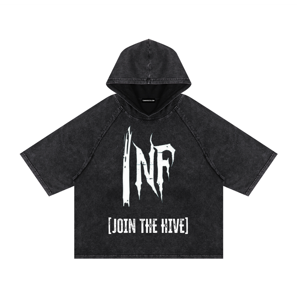 Snow Washed Hooded Boxy T-Shirt