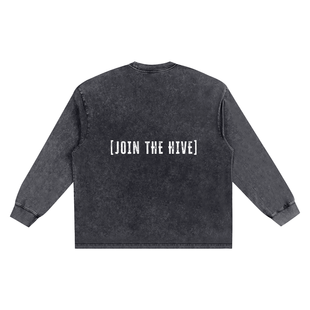 Snow Washed Frayed Edge Long Sleeve T-Shirt