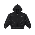 [VANGUARD] Contrast-Stitched Boxy Fleece Zip Hoodie