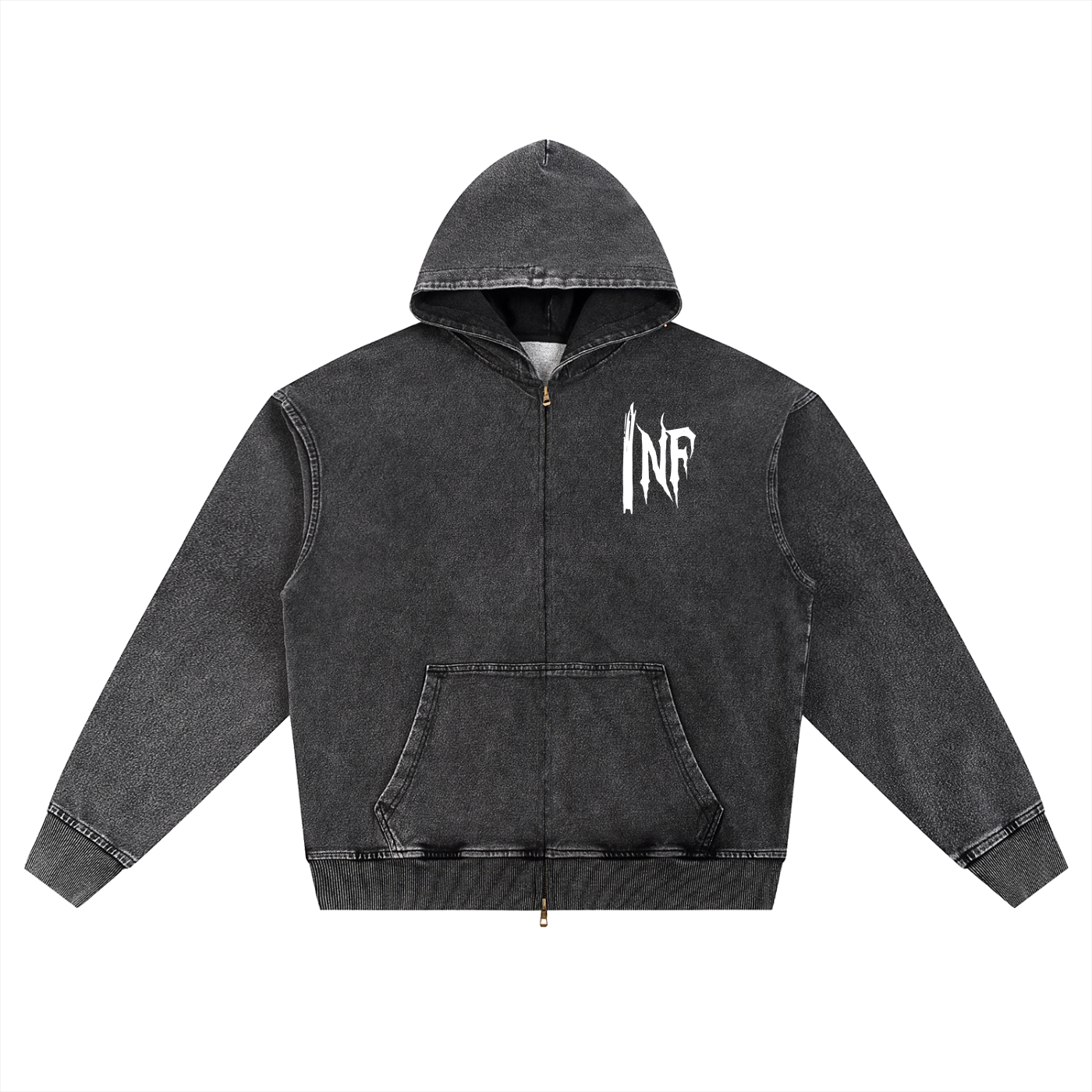Snow Wash Oversized Zip-Up Hoodie