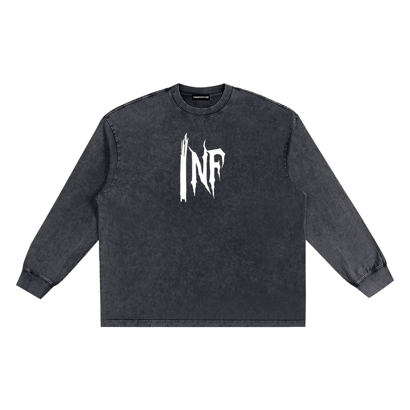 Snow Washed Frayed Edge Long Sleeve T-Shirt