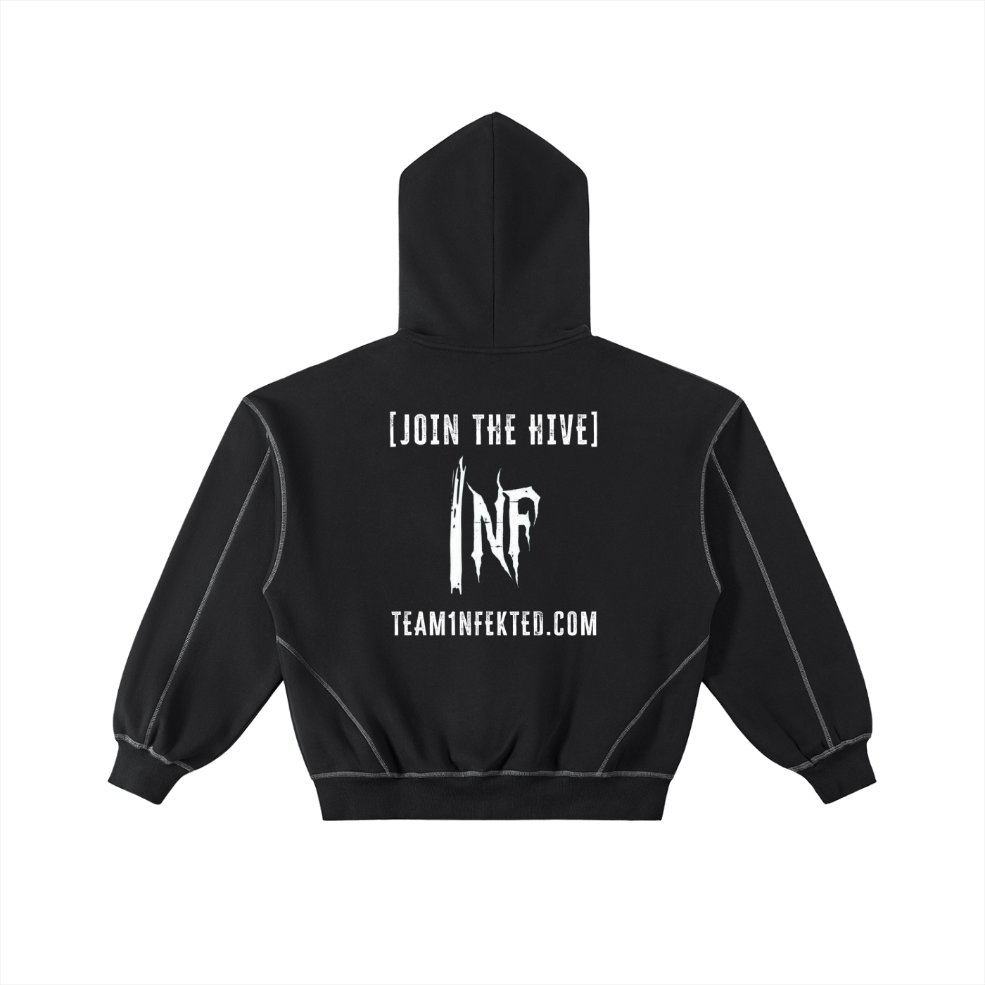 [VANGUARD] Contrast-Stitched Boxy Fleece Zip Hoodie