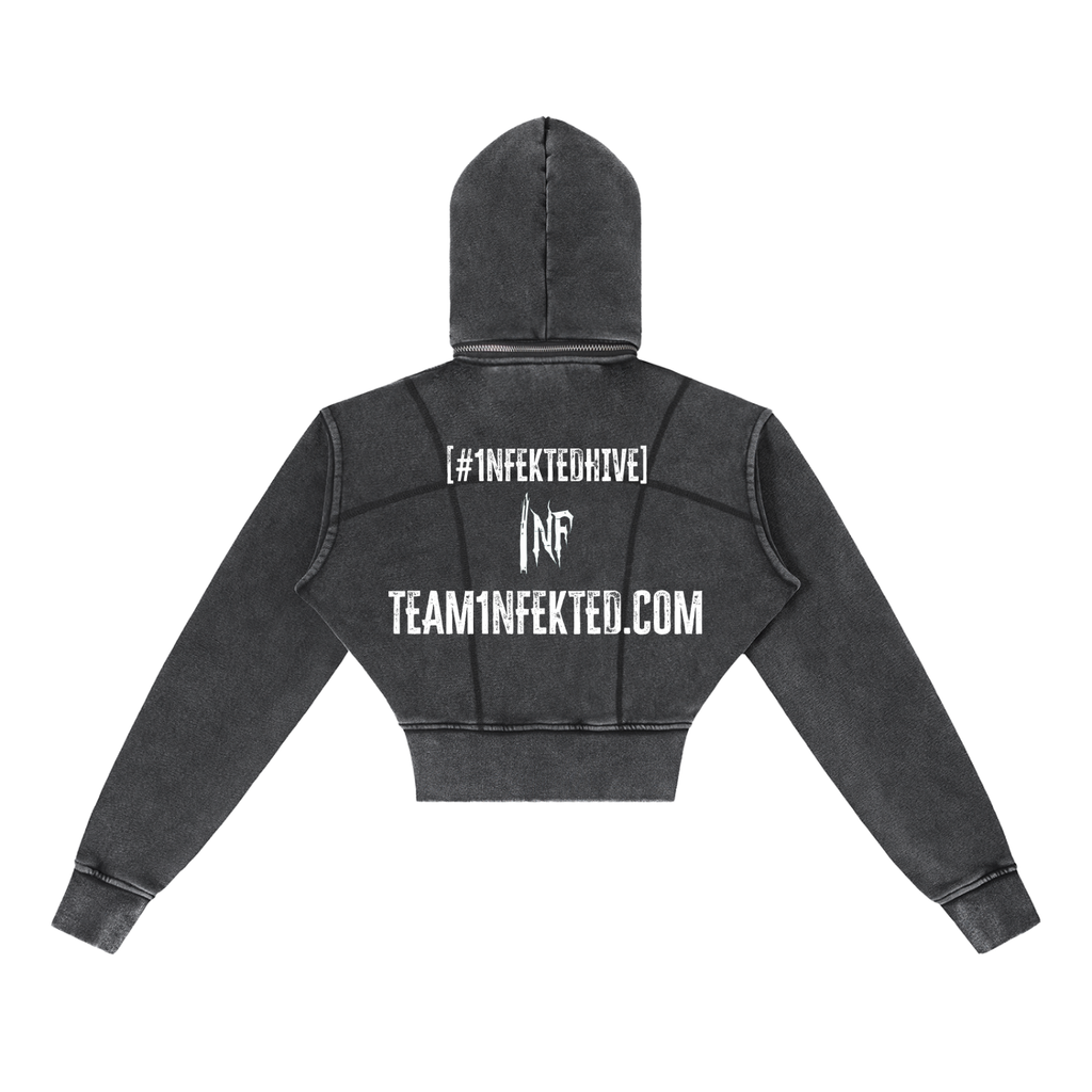 Vintage Washed Cropped Fleece Hoodie